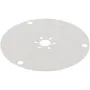 Top view of a circular metal plate with multiple holes.
