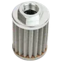 Vedere de sus a unui filtru metalic cu conector filetat.