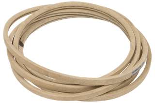 Top view of a coiled replacement belt for machinery.