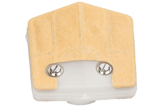 Front view of a filter with two screws visible.