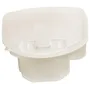 Set ovenfra af en Husqvarna-plastkomponent med præget tekst.