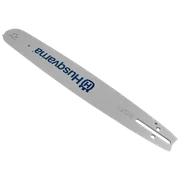 3/8" Laminated bar Small bar mount. Top view of a Husqvarna chainsaw guide bar with branding visible.