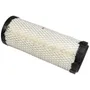 Set fra siden af et cylindrisk luftfilter med netdække og sorte endedæksler.