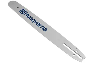.325 " Laminated bar Small bar mount. Front view of a Husqvarna chainsaw guide bar with visible branding.