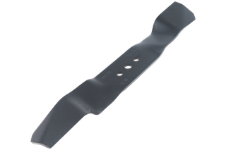 Front view of a lawn mower blade with multiple mounting holes.