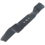 Front view of a lawn mower blade with multiple mounting holes.