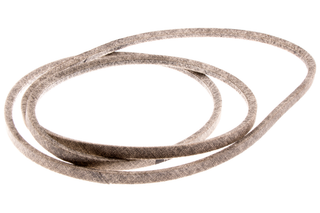 Two coiled drive belts, possibly for machinery or automotive use, shown in a studio setting.