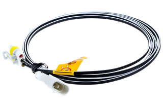 A coiled wire with connectors, possibly for electronic or electrical use.