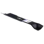 Side view of a lawn mower blade with multiple mounting holes.