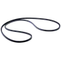 Close-up view of a black rubber belt, possibly used in machinery or equipment.