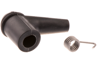 Top view of a spark plug boot and a coil spring.