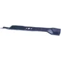 Top view of a lawn mower blade with three holes in the center.