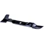 Side view of a lawn mower blade with mounting hole.