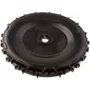Top view of a large circular plastic component with a central hole, possibly a wheel or gear.