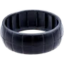Front view of a black rubber ring, possibly a mechanical component.