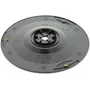 Top view of a round plastic component with mounting holes and textured surface.