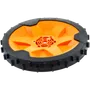 Side view of a rugged wheel, possibly for outdoor equipment.