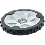 Top view of a rugged wheel designed for outdoor equipment.