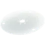 Top view of a circular metal plate with multiple holes.