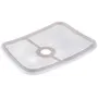 Ovenfra af et rektangulært filter med et centralt hul, designet til maskiner.