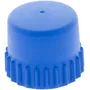 Front view of a plastic cap with a ridged base.