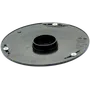 Top view of a circular black plastic component with four screws.