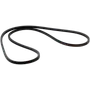 Top view of a black rubber belt with visible product numbers.