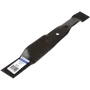 Top view of a Husqvarna lawn mower blade with a label indicating genuine parts.