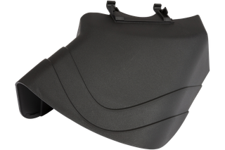 Front view of a lawn mower discharge chute accessory.
