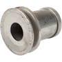 Forfra af en metal cylindrisk komponent med et hult center.