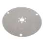 Top view of a circular metal disc with holes, possibly a construction accessory.