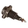 Front view of a mechanical component with a flexible rubber boot and metal attachment.