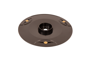 Top view of a circular metal disc with mounting holes, used for construction equipment.