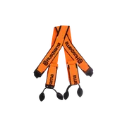 Top view of Husqvarna suspenders with button loops for work trousers.