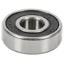 Close-up view of a metal bearing with engraved text on its side.