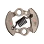 Top view of a mechanical clutch with a central spring and two circular openings.