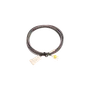 Top view of a coiled electrical cable with connectors.