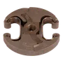Top view of a mechanical clutch component with visible threading and engraved markings.