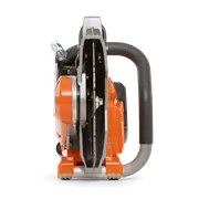 Front view of a construction power cutter with a visible blade and ergonomic handle.