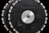 Front view of two Husqvarna Cut-n-Break Elite blades for concrete and building bricks.