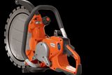 Side view of a Husqvarna power cutter with ergonomic handle.