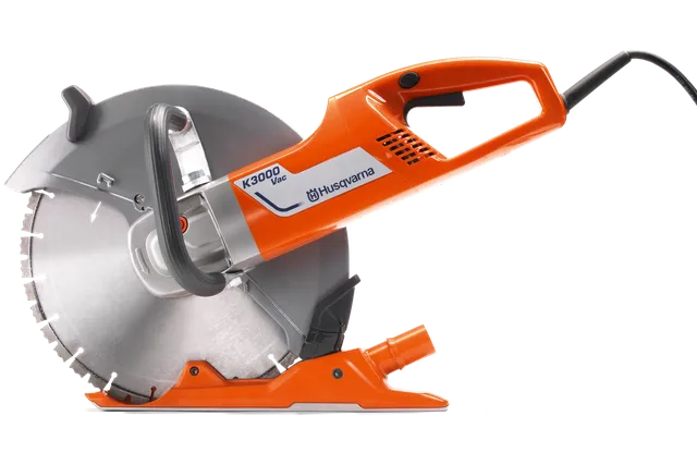 Zijaanzicht van een Husqvarna K3000 elektrische doorslijpmachine.