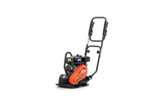 Zijaanzicht van een Husqvarna-verdichter met ergonomische handgreep.