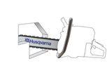 Illustration of a Husqvarna chainsaw chain and guide bar.