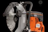 Side view of a Husqvarna K770 power cutter with a cutting disc.