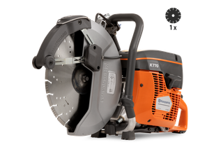 Seitenansicht eines Husqvarna K770 Trennschleifers mit Klingenscheibe.