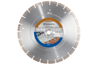 Front view of a Husqvarna Tacti-Cut S50 diamond blade for cutting concrete and brick.
