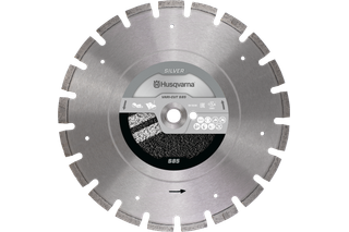 Front view of a Husqvarna Vari-Cut S85 diamond blade with visible labeling and specifications.