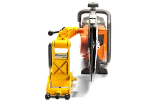 Front view of a Husqvarna RA10 power cutter stand with a mounted power cutter.