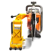 Front view of a Husqvarna RA10 power cutter stand with a mounted power cutter.